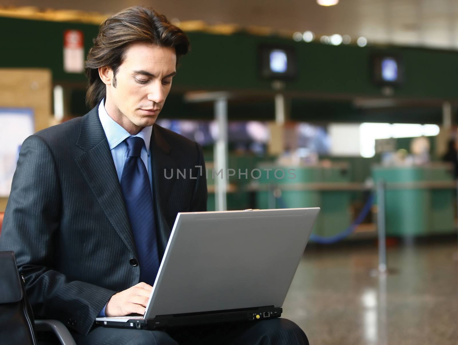 businessman who has sitting in the airport