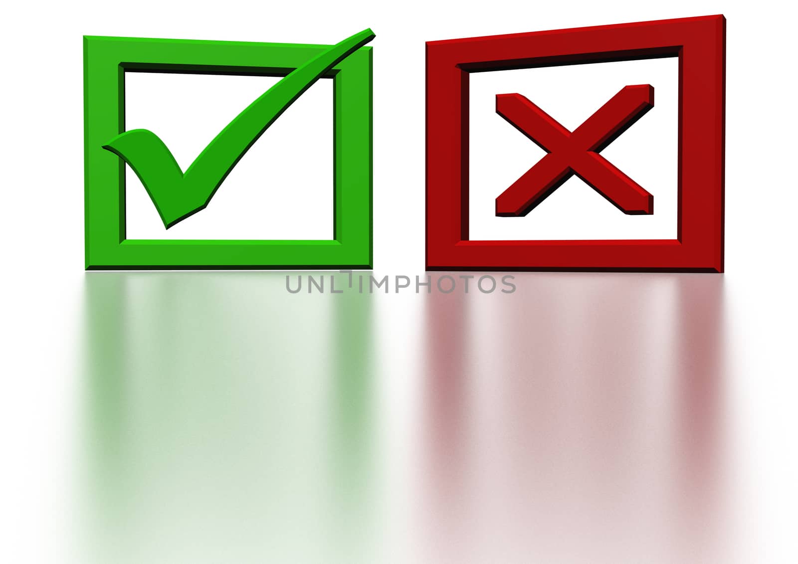 Glossy green Check mark on white background