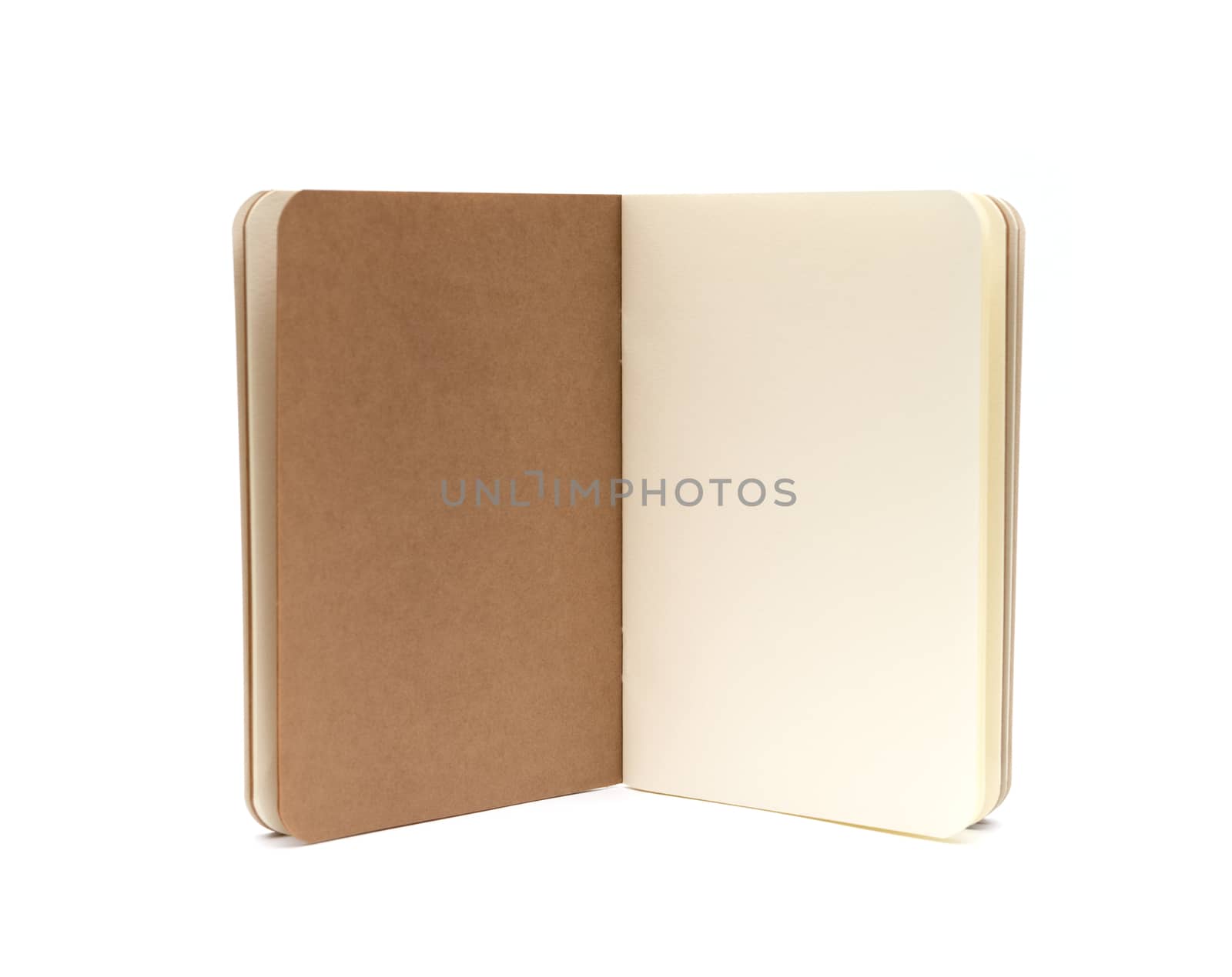 opened blank note books - soft pages texture - isolated on white