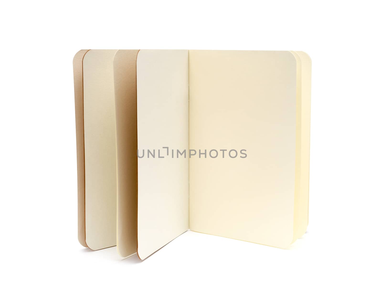 opened blank note books - soft pages texture - isolated on white