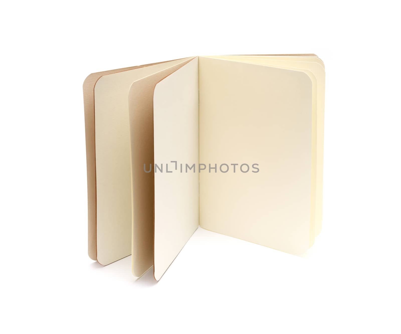 opened blank note books - soft pages texture - isolated on white