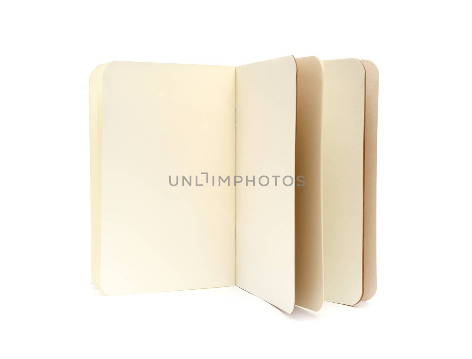 opened blank note books - soft pages texture - isolated on white