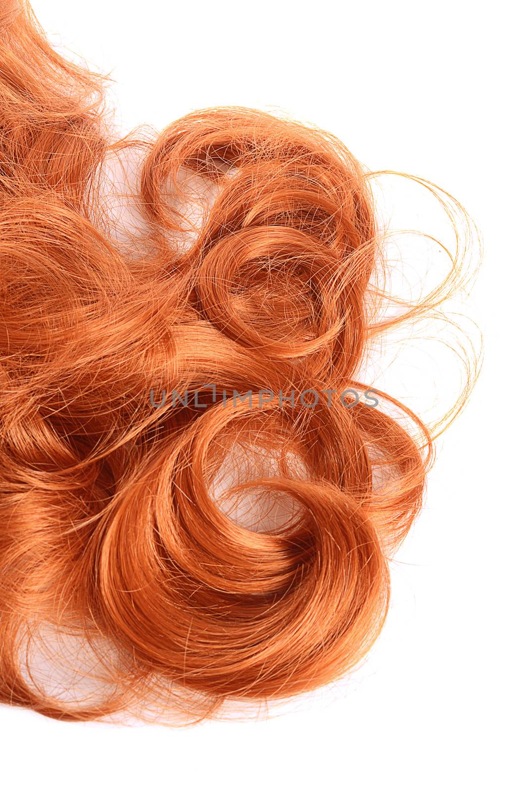 The red hair isolated on white background