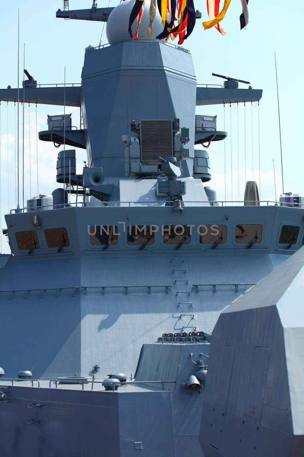 military naval flags on a warship 
