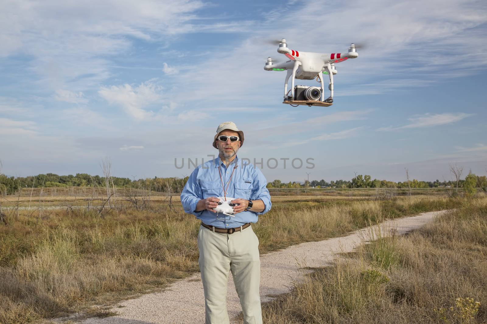 flying quadcopter drone by PixelsAway