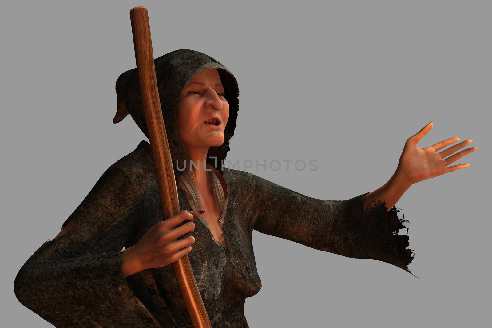 The old witch render isolated from the background