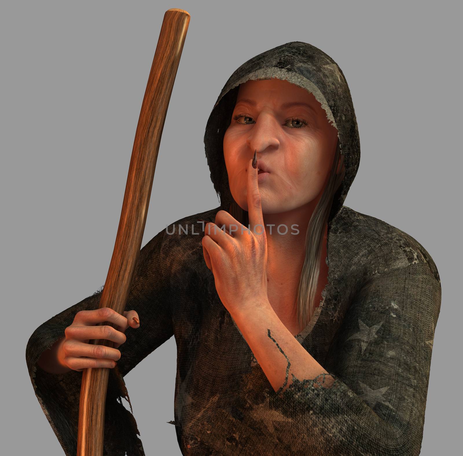 The old witch render isolated from the background