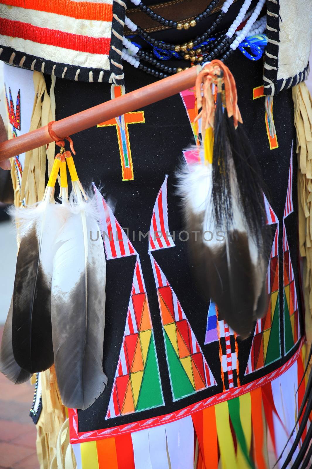 Native american indian in traditional clothing.