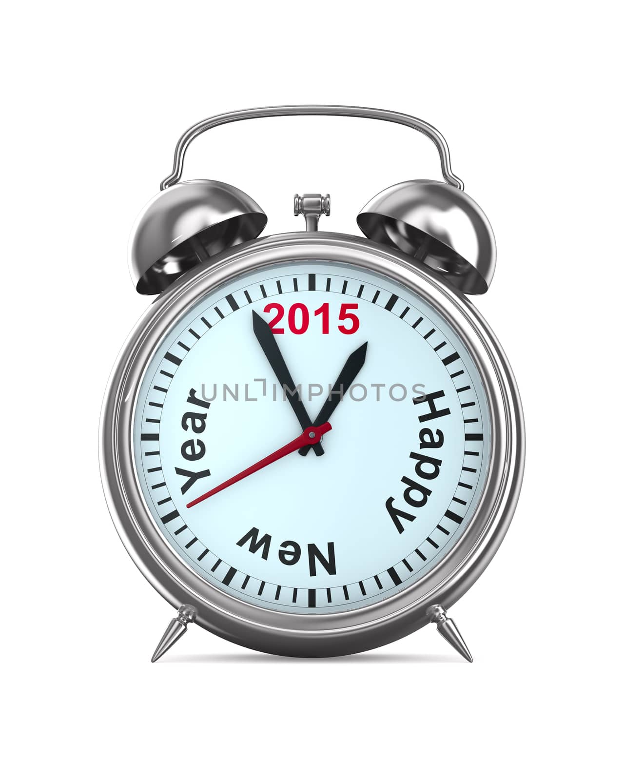 2015 year on alarm clock. Isolated 3D image