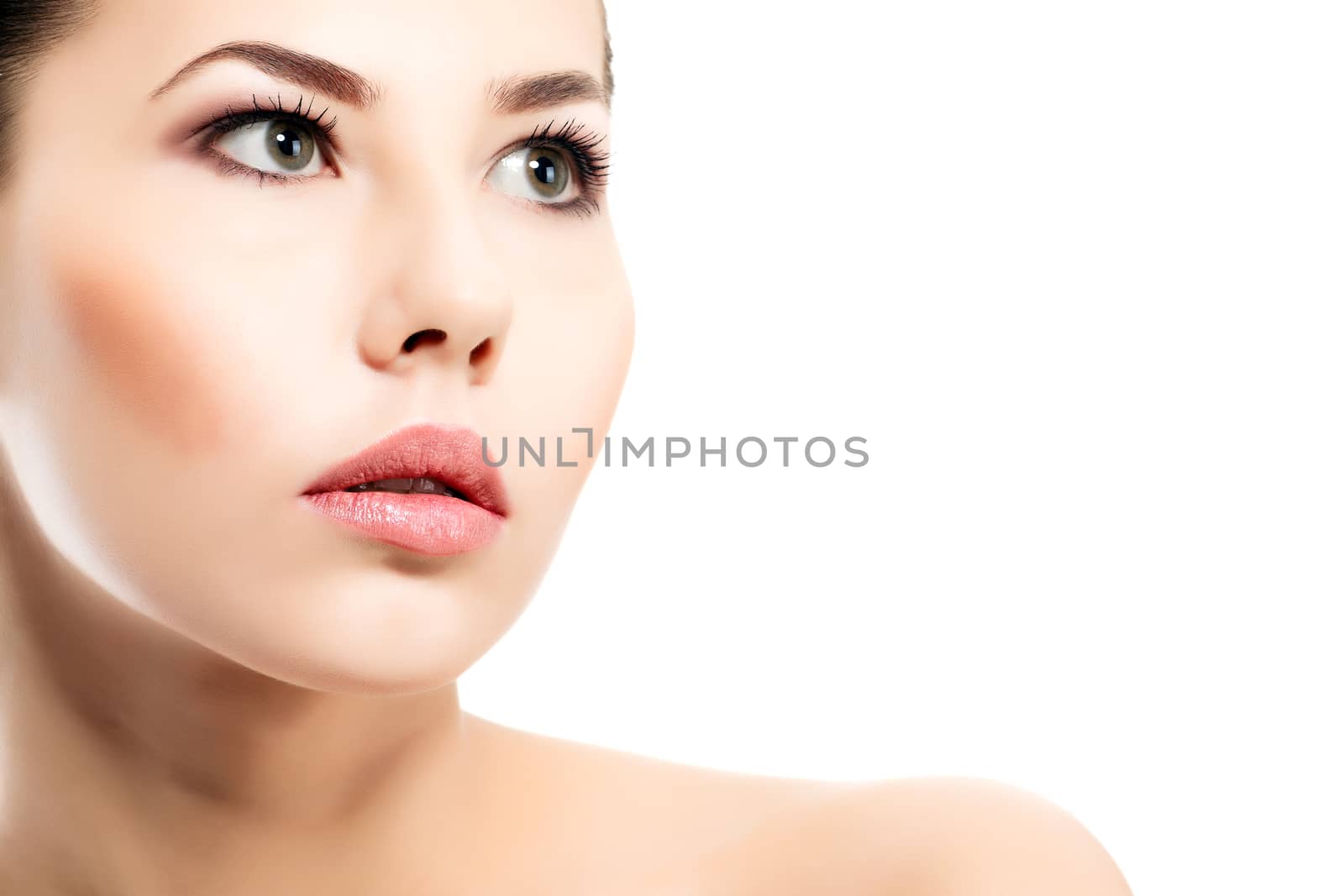 Pretty girl posing on white background, isolated