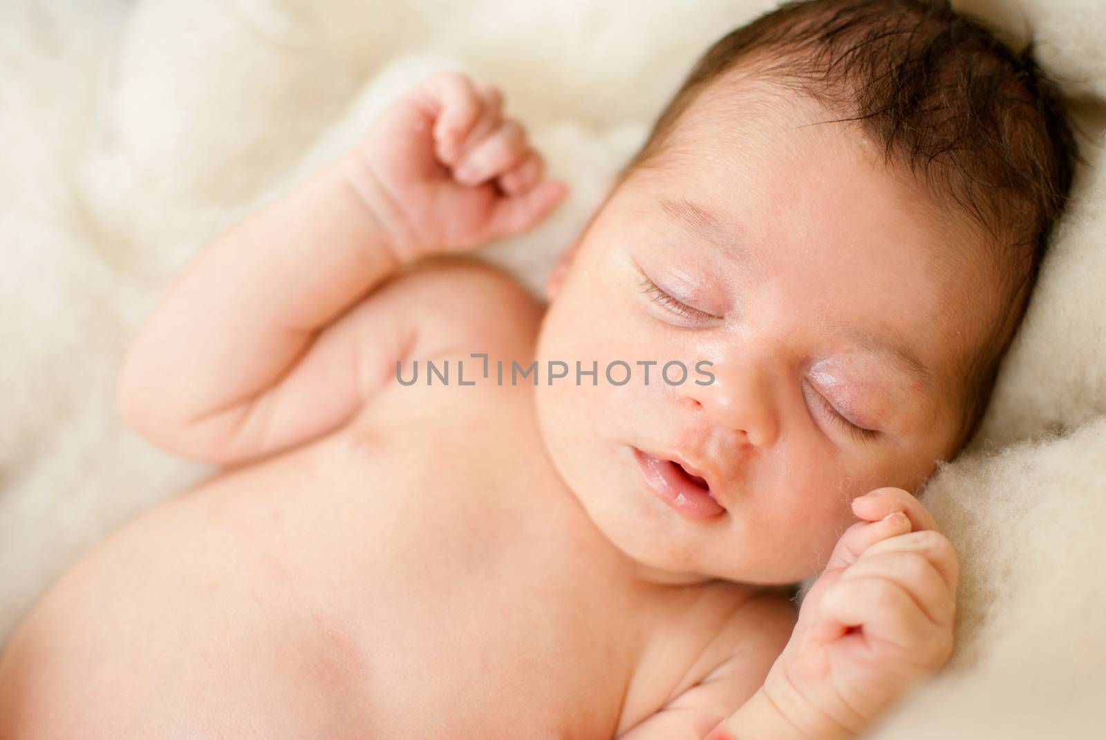 Little newborn caucasian baby boy 20 days