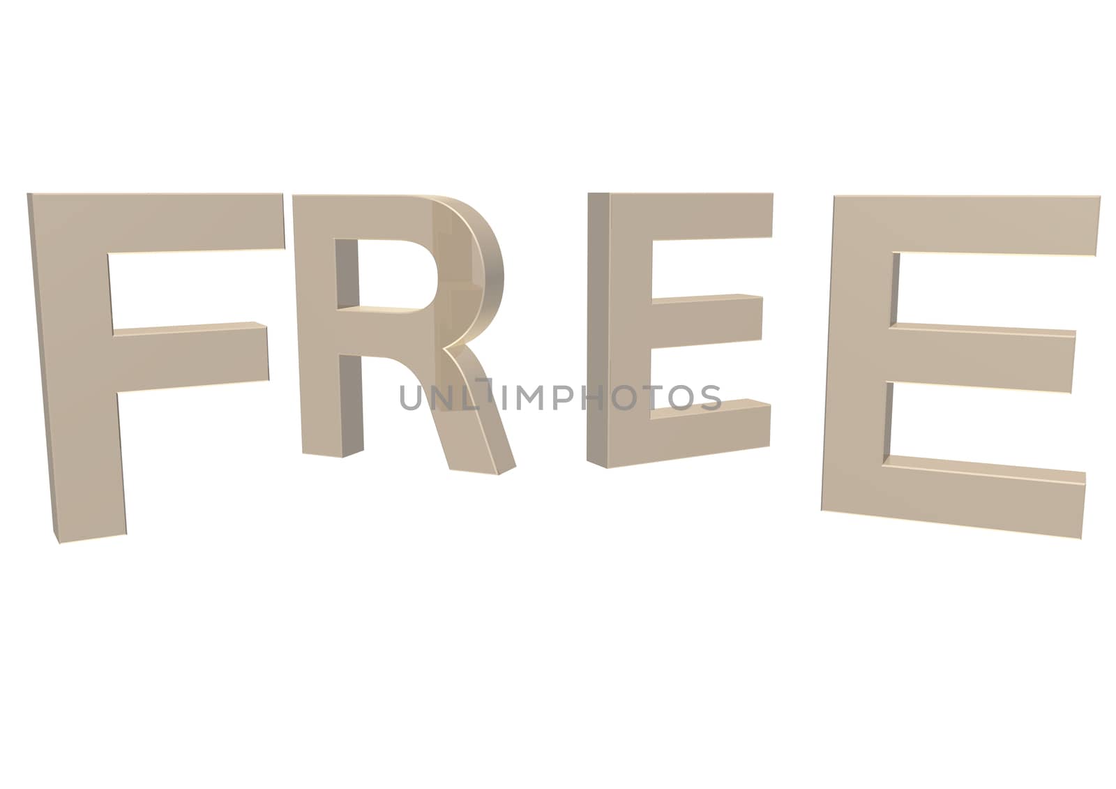 FREE 3D text isolated on white background.