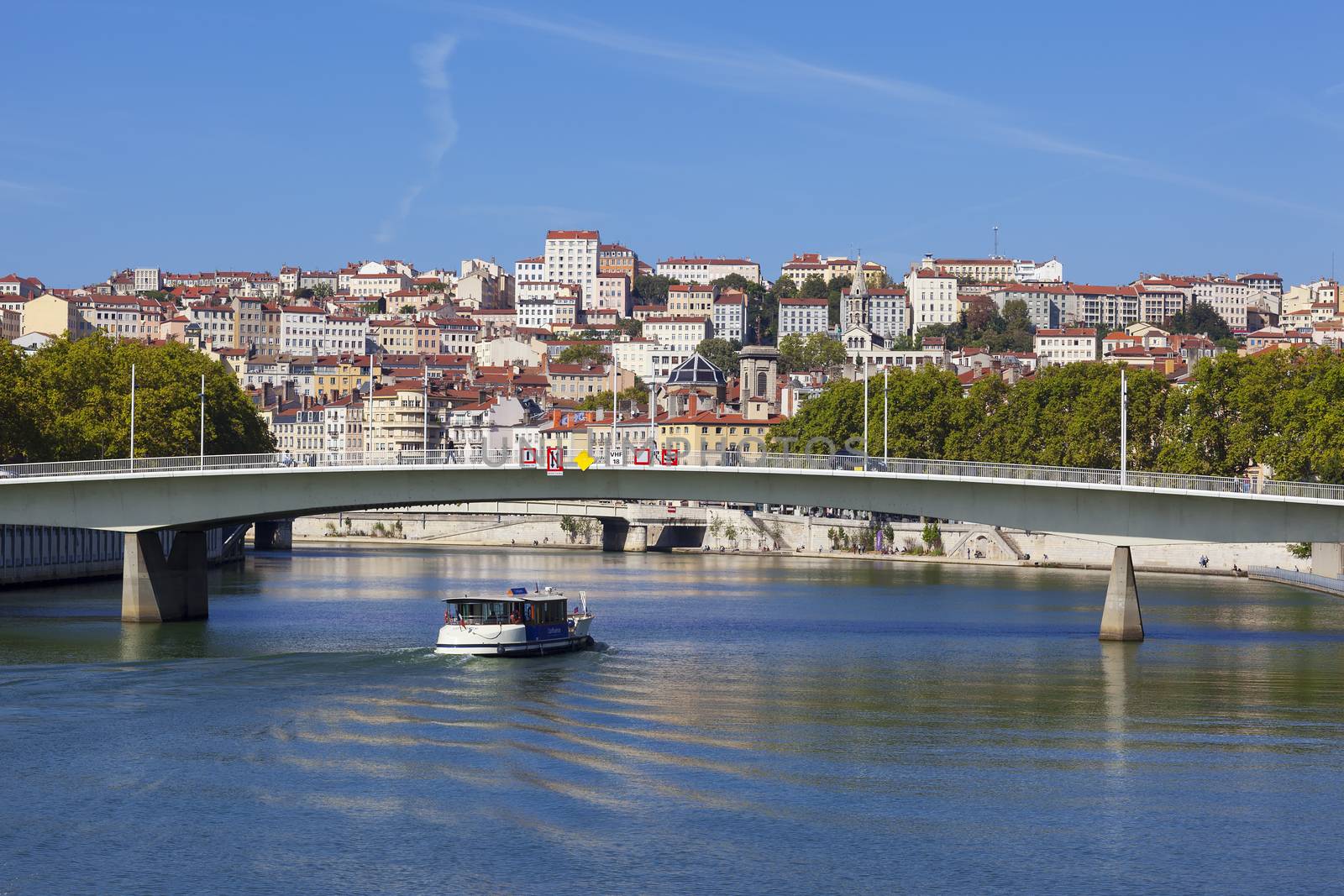 View on Lyon and Saone river in a sunny summer day 