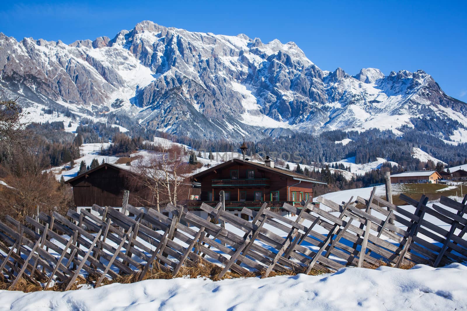 Winter in the Alps, Austria. Horizontal shot