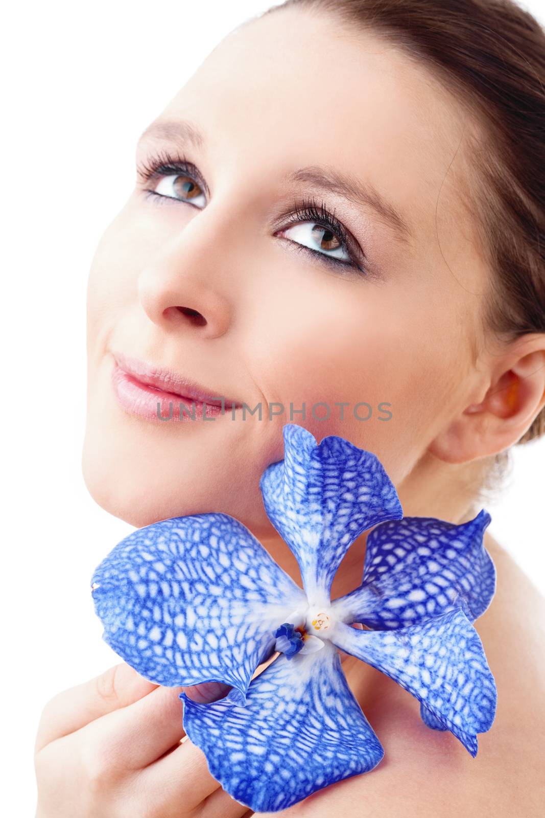 Portrait of a Beautiful Young Woman with Orchid by courtyardpix