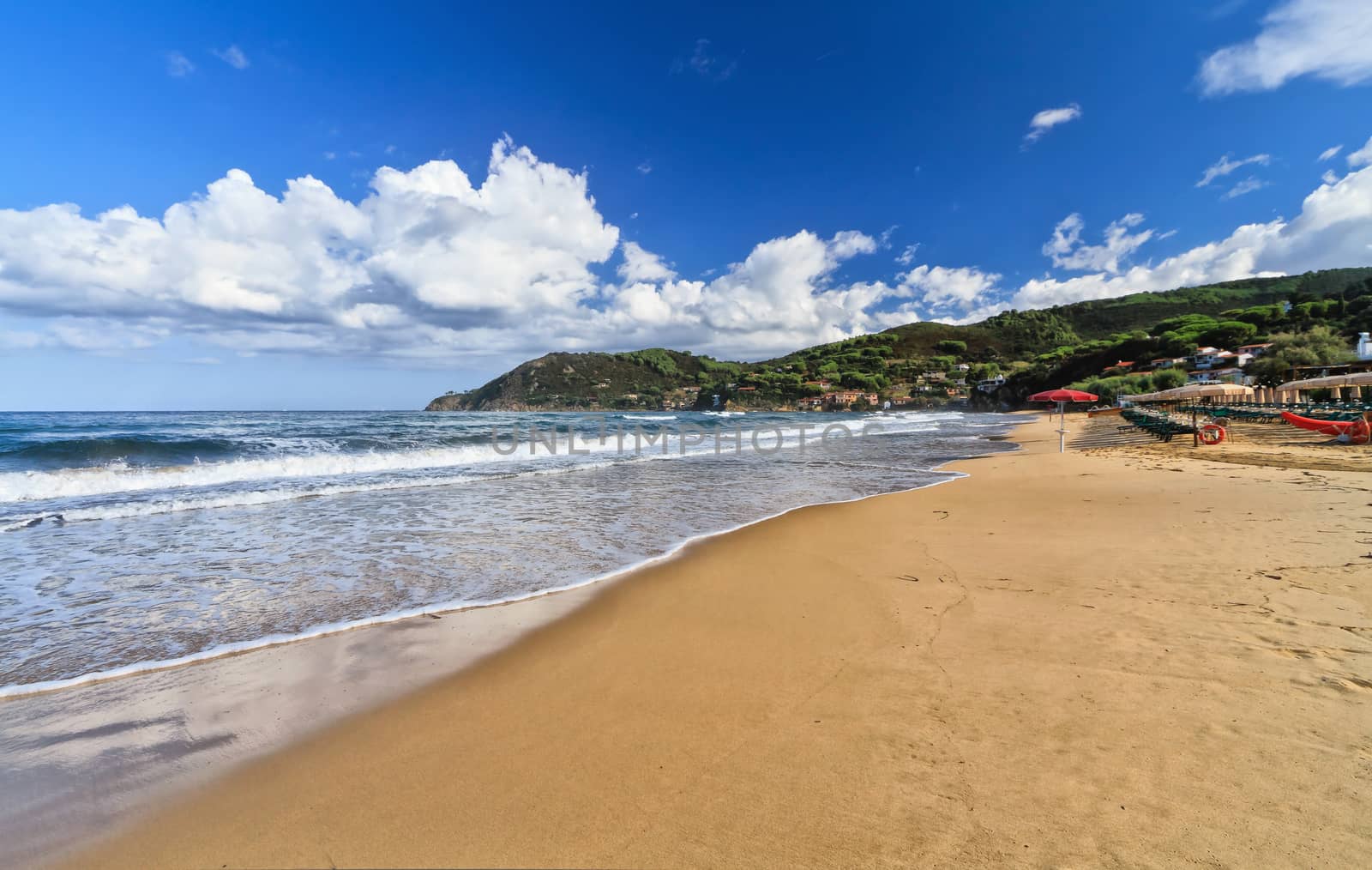 La Biodola is a sandy famous beach in the Isle of Elba, Italy