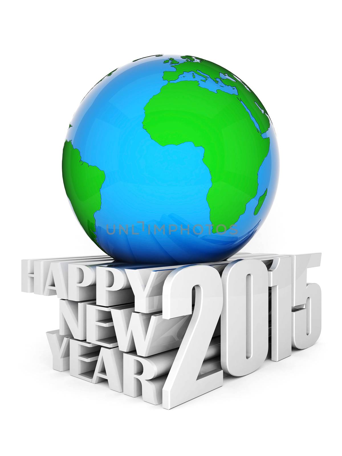 happy new year 2015 Illustrations 3d on a white background