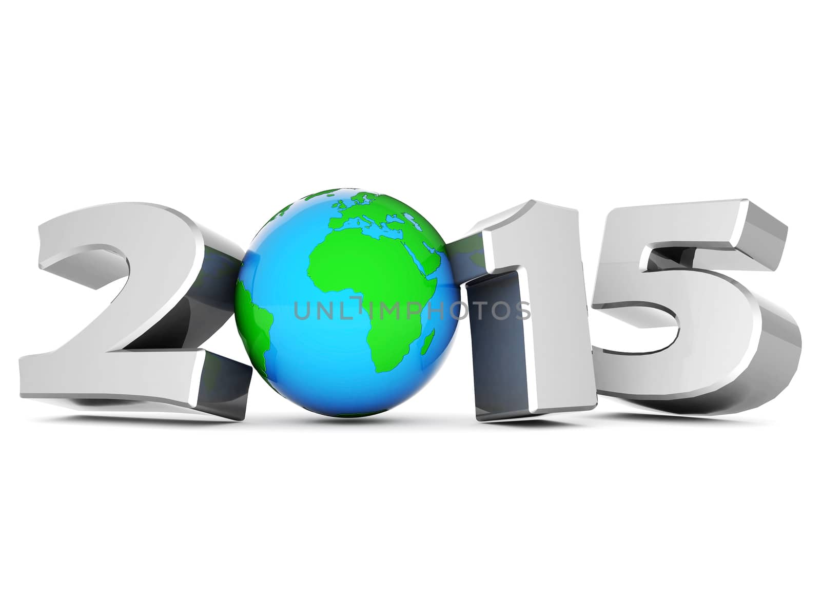 happy new year 2015 Illustrations 3d on a white background