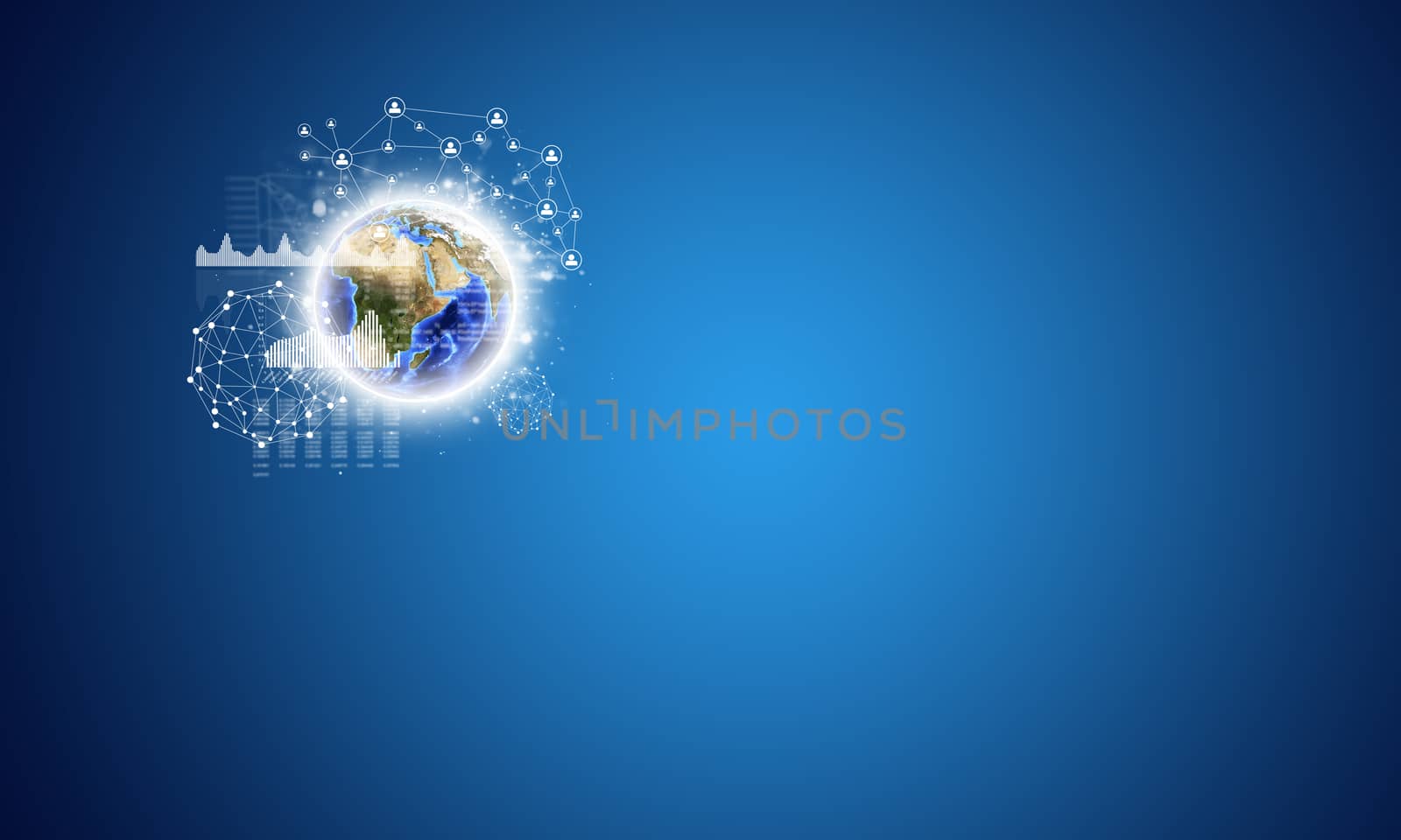 Earth and network with people icons. Elements of this image are furnished by NASA