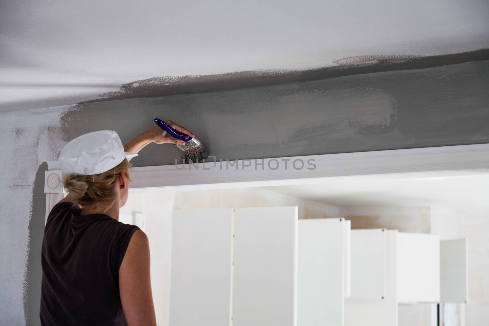 Woman Painting the Edges of the Ceiling by aetb