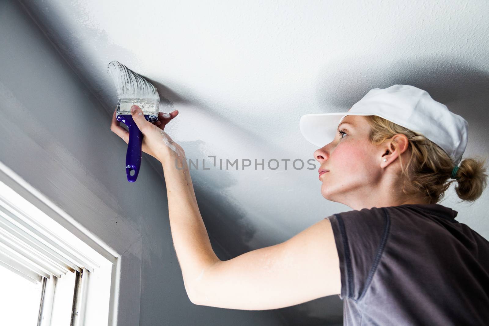 Woman Painting the Edges of the Ceiling by aetb