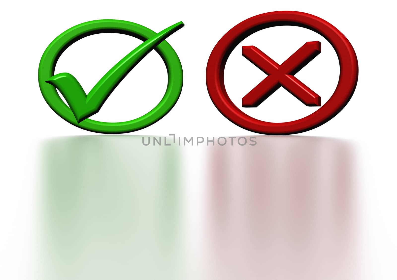 Glossy green Check mark on white background