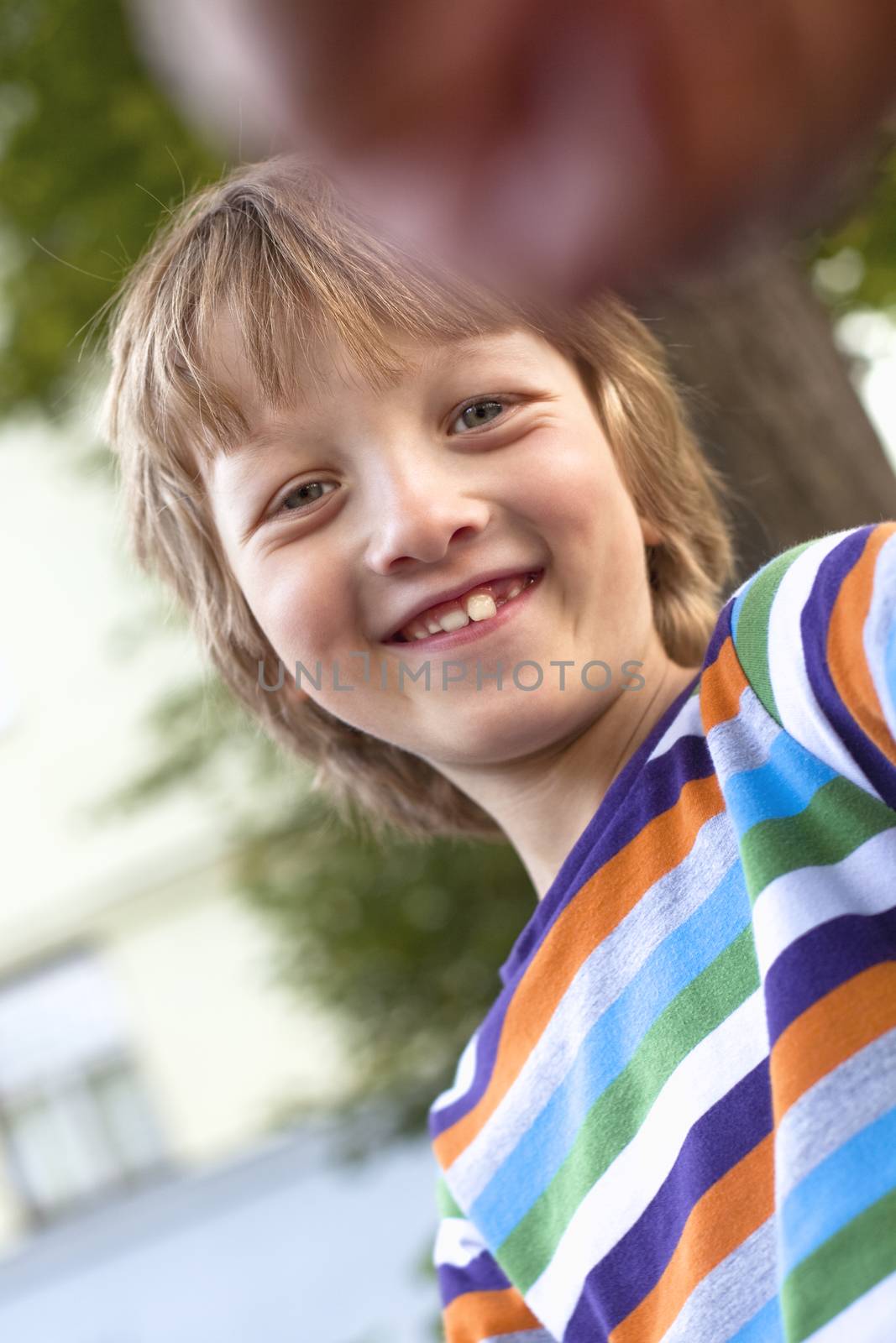 Portrait of a Happy Boy Outdoors