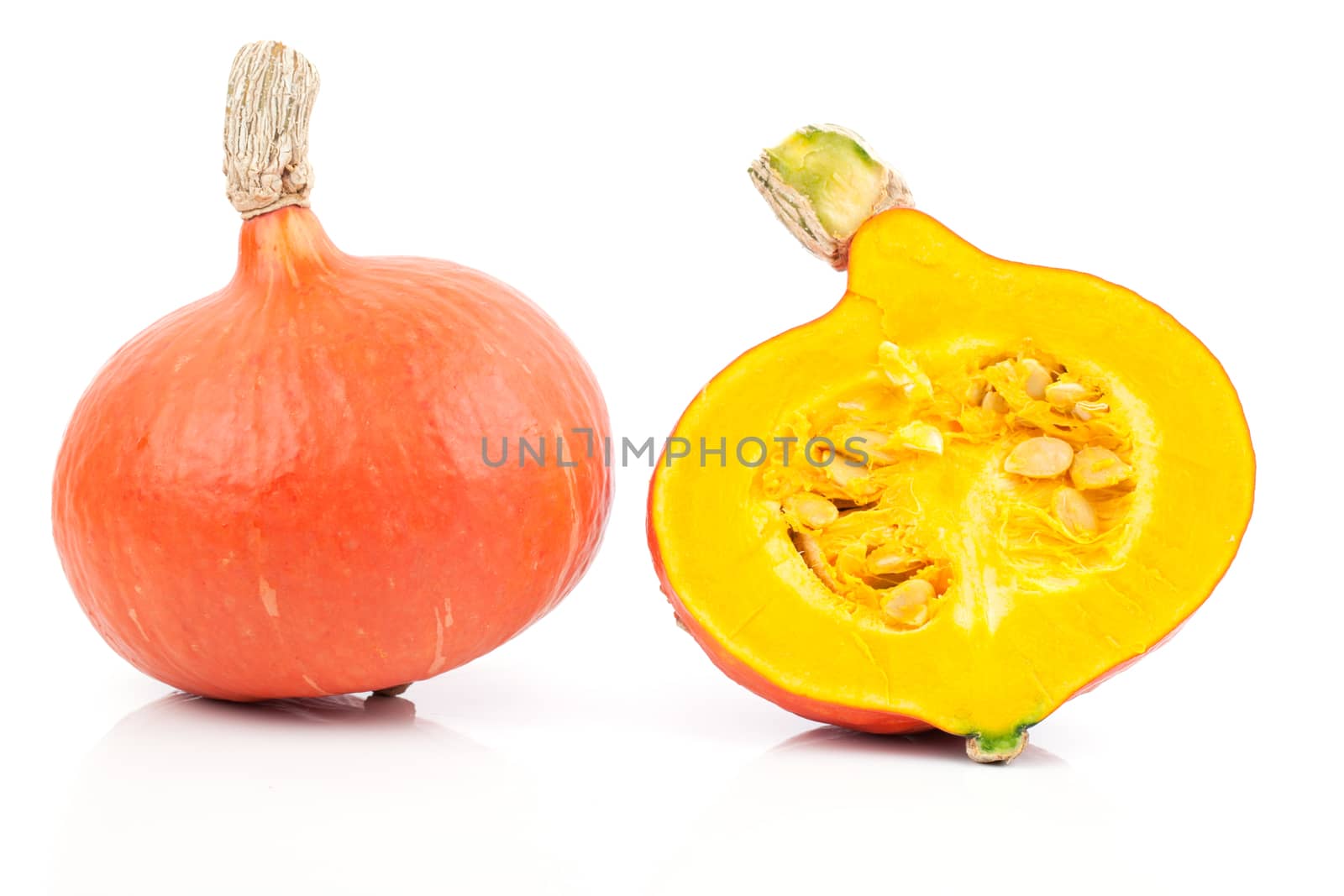 yellow pumpkins vegetables isolated on white background