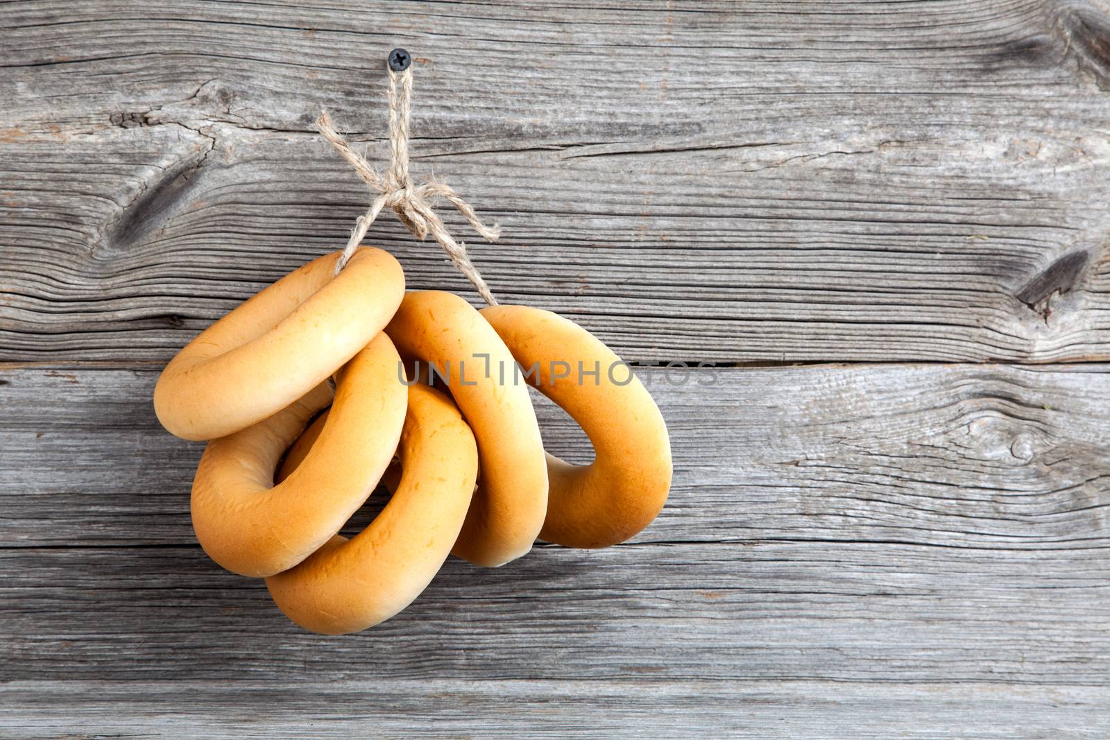 Russian or Ukrainian donut (Bublik) on wooden background