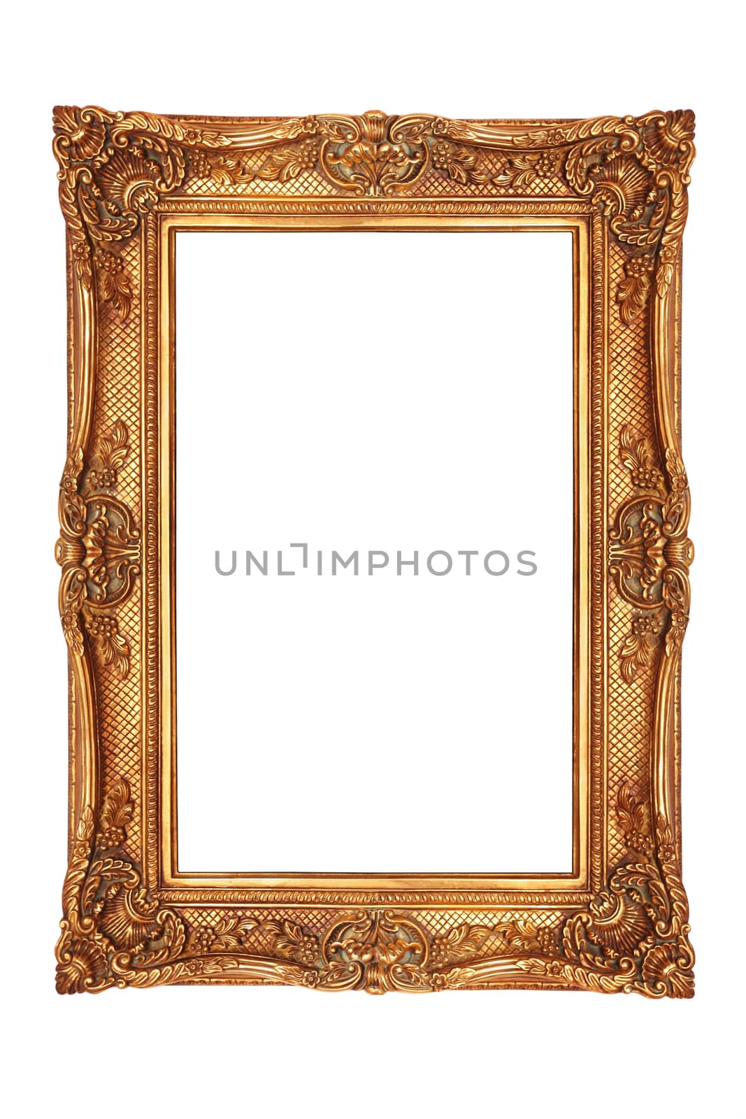 gilt frame in ancient style with an ornament isolated