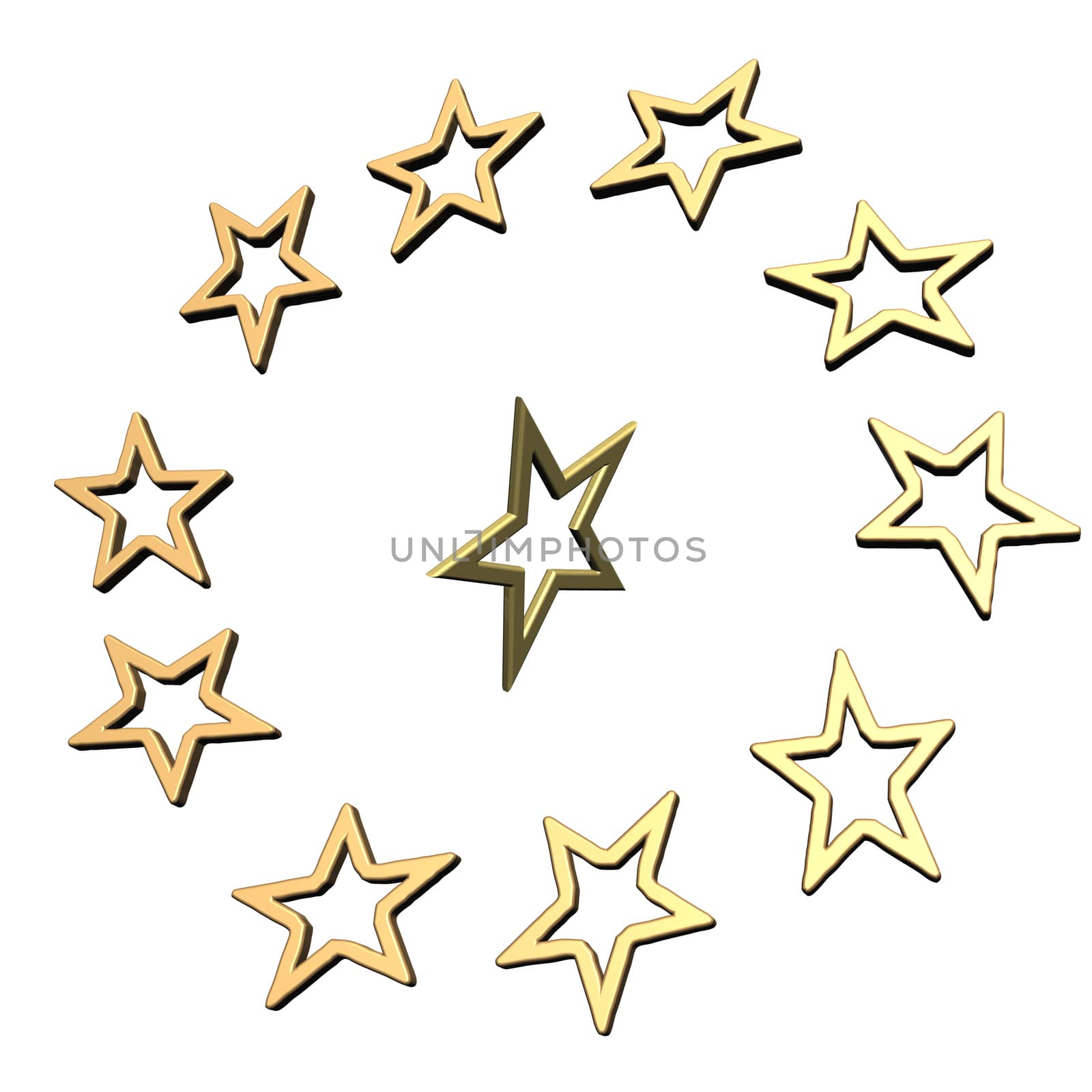 Stars. Isolated on white. Three dimensional render.