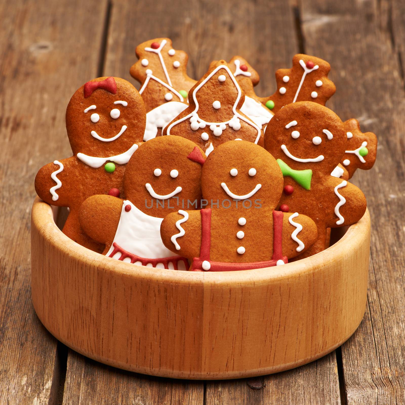 Christmas homemade gingerbread cookies on table