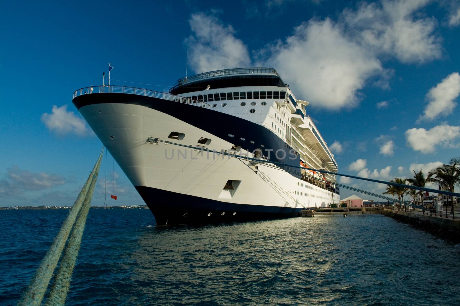 A cruise ship docked in Bermuda