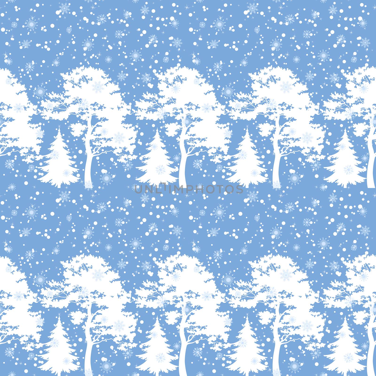 Seamless, trees silhouettes and snow by alexcoolok