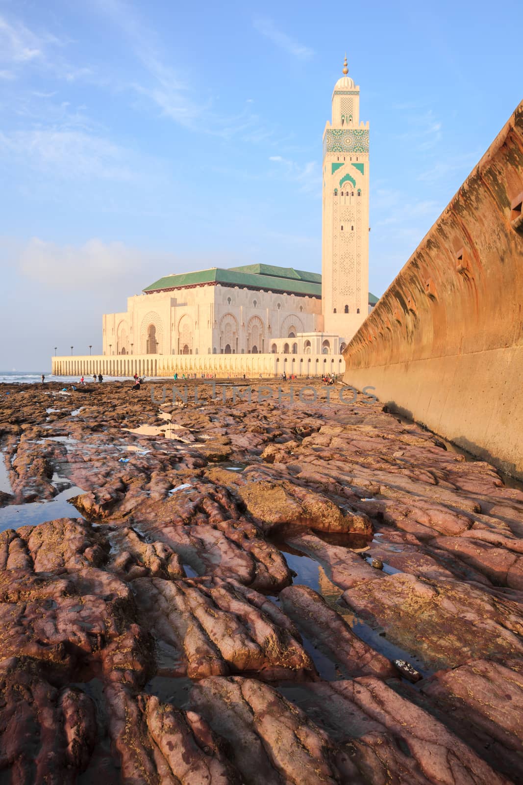 View of The Great Hassan II in Casablanca in the evening