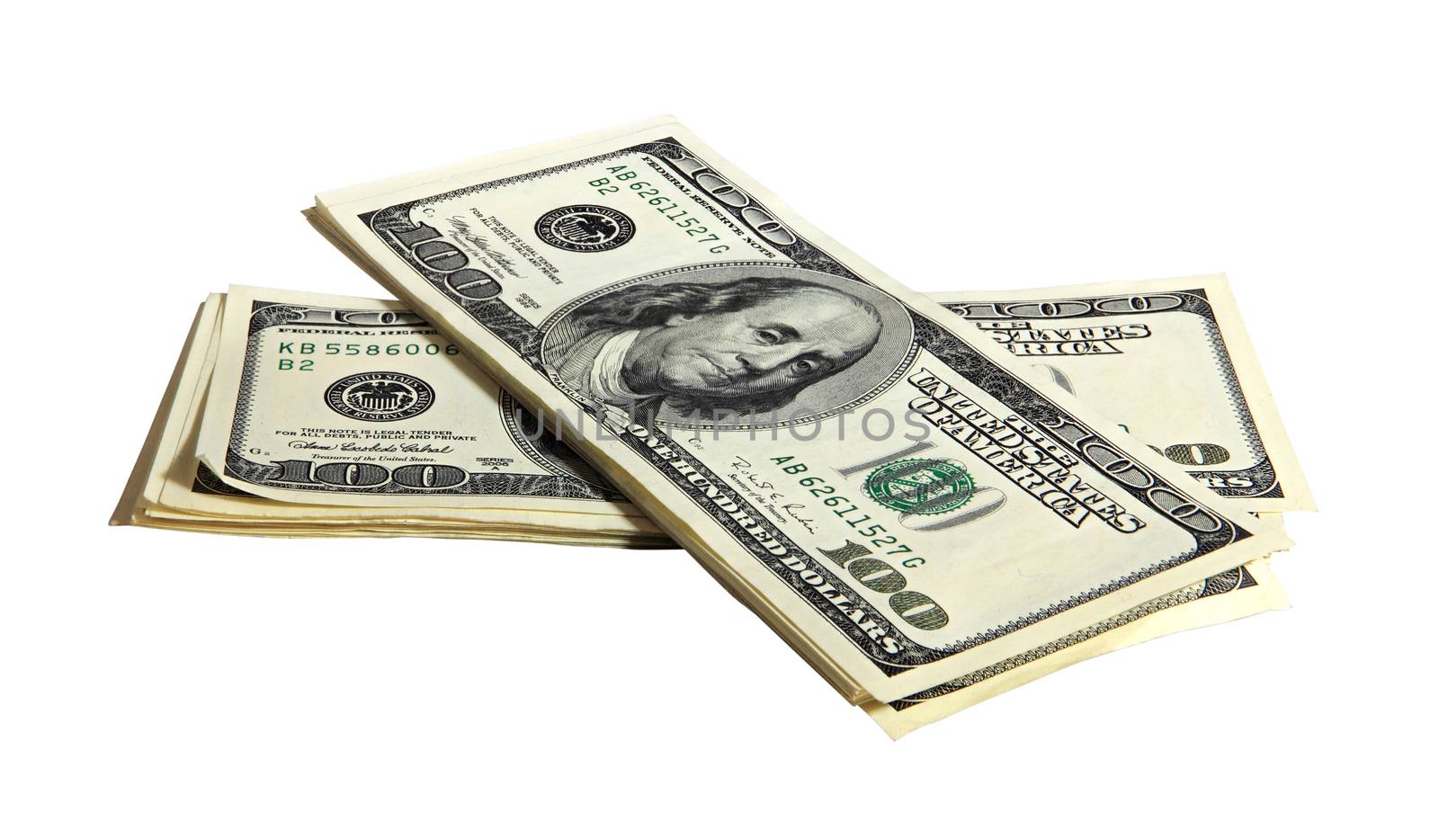 Pack of American money on the white background, isolated