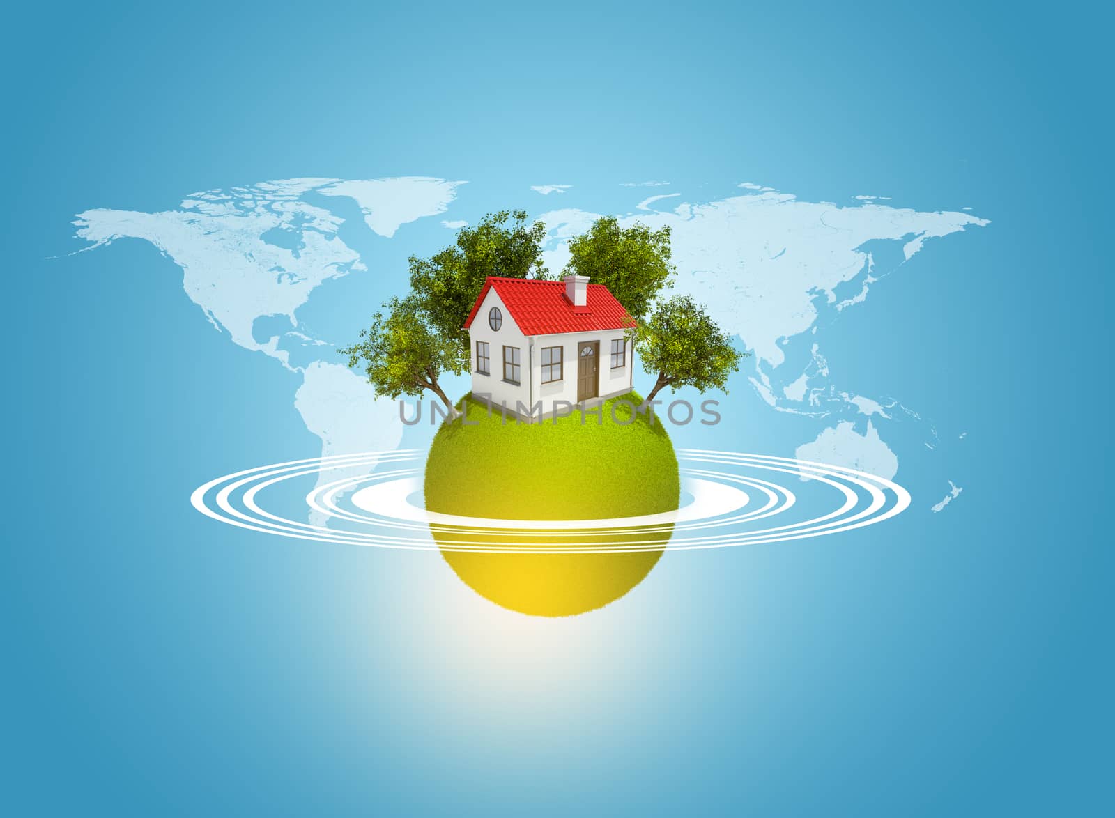 Earth with house and trees by cherezoff