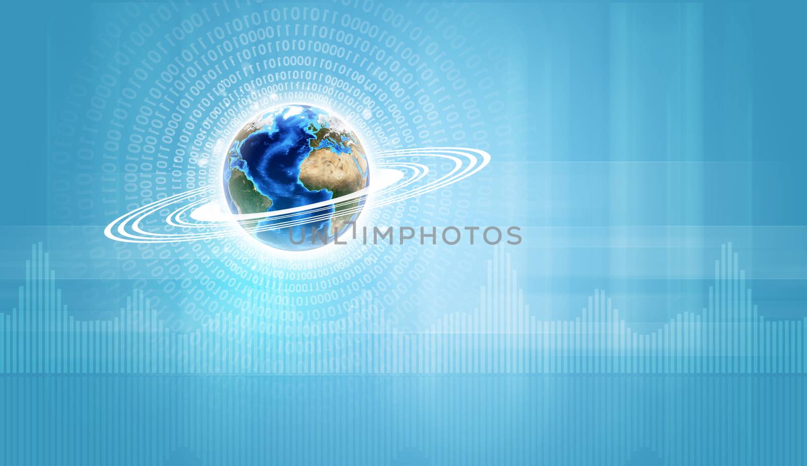 Earth with figures and graphs. Element of this image furnished by NASA