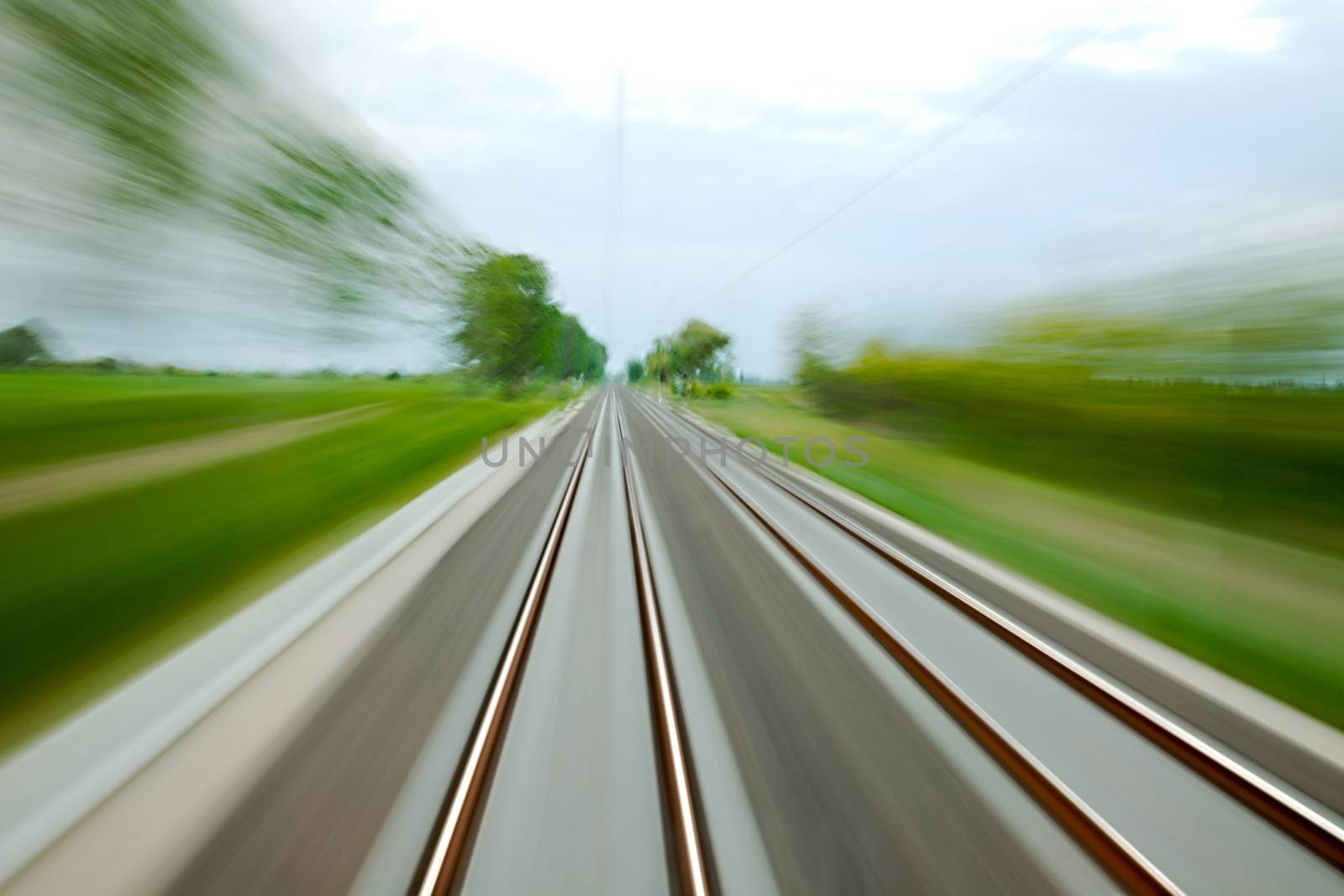 Railway tracks with high speed motion blur