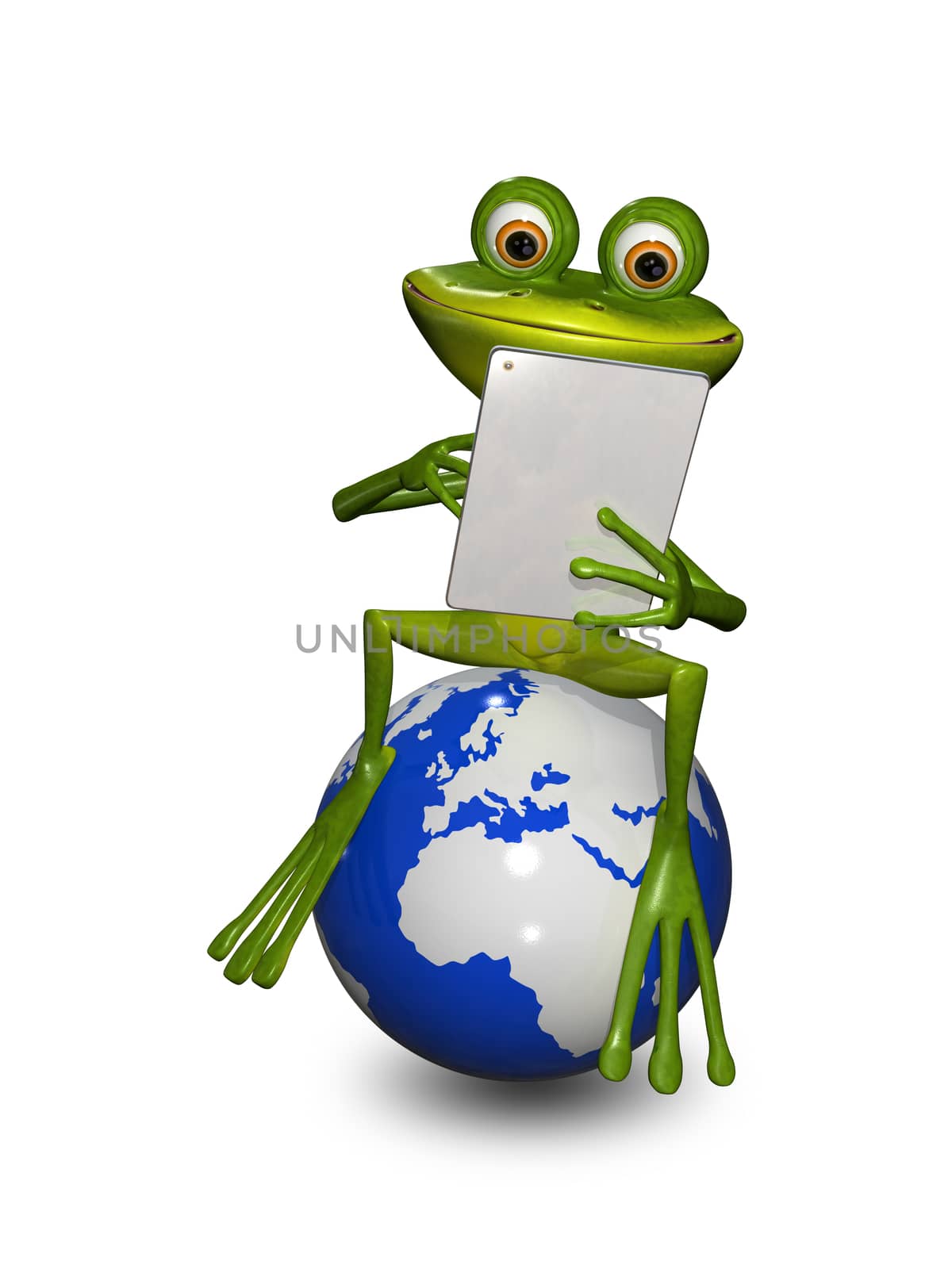 frog on a globe with the tablet by brux