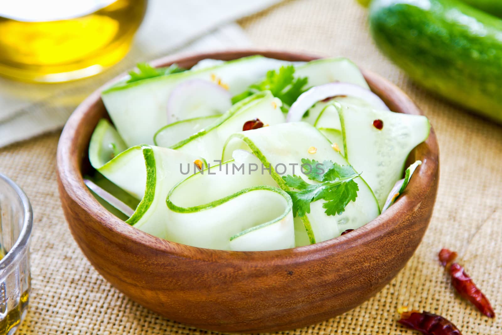 Cucumber with corriander and onion salad by Balsamic dressing