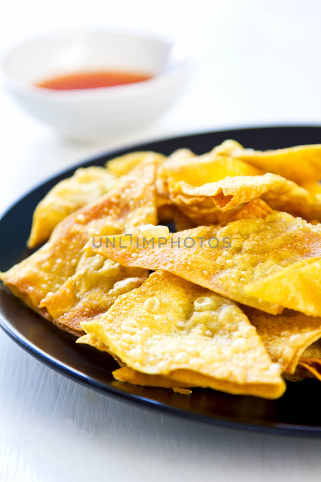 Deep fried Wonton pastry with Thai sweet chili sauce