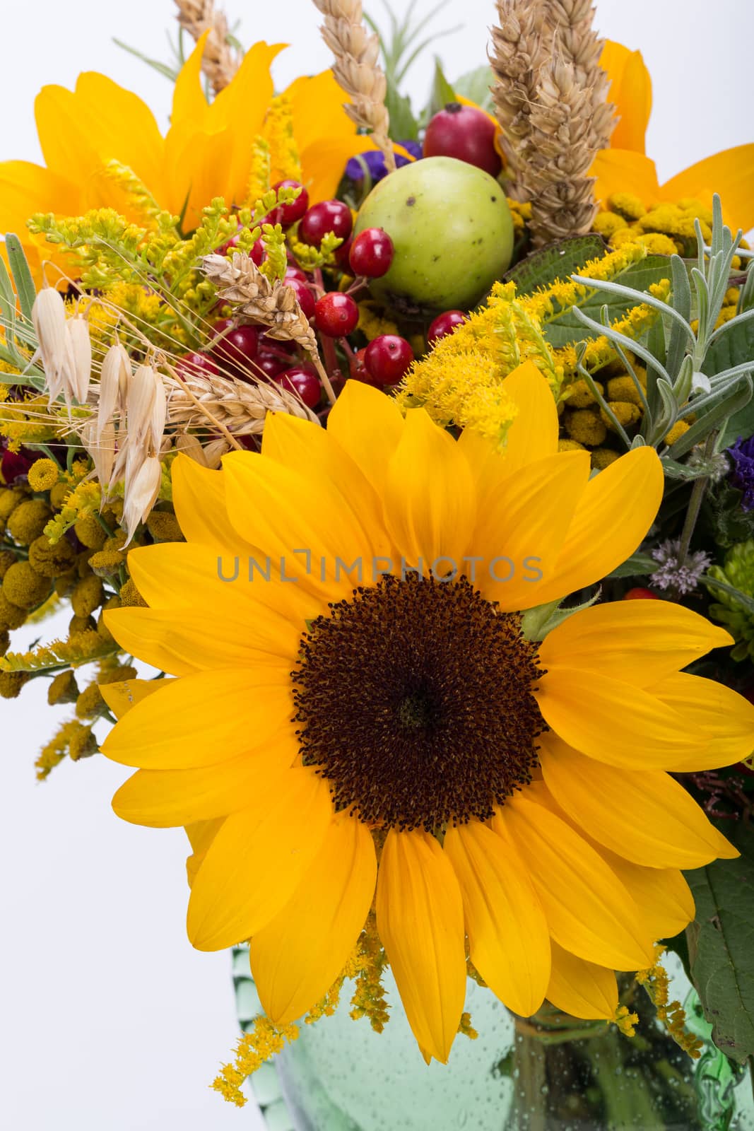 beautiful bouquets of flowers and herbs 