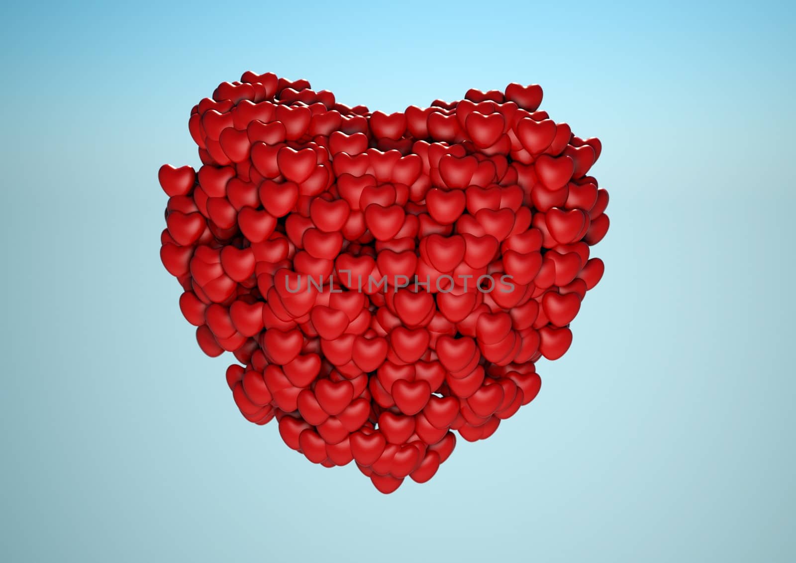 Illustration of a big heart made of many smaller hearts. Symbol of unity.