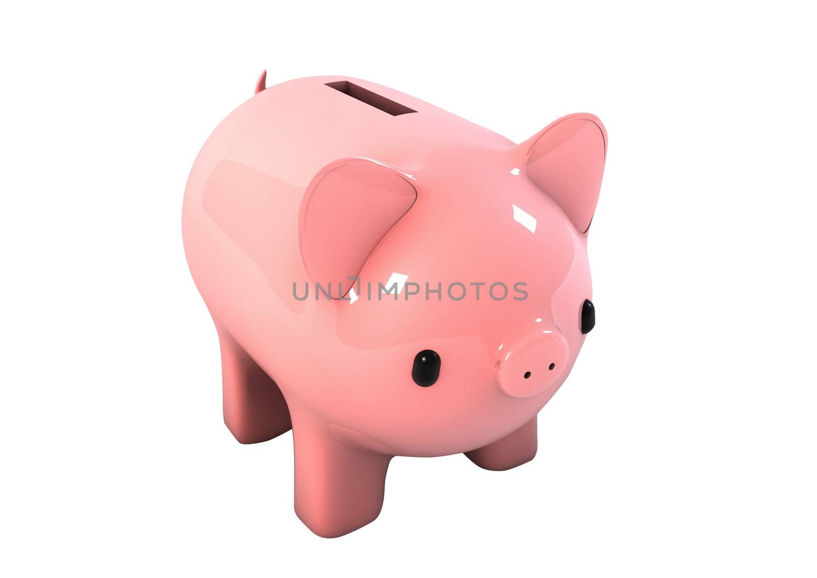 Picture of a pink piggy bank isolated on white background.