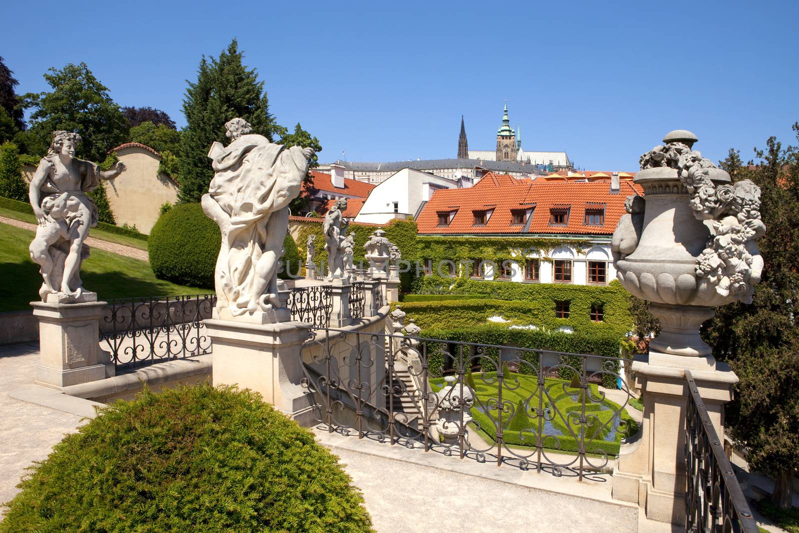 prague - vrtba garden and hradcany castle by courtyardpix