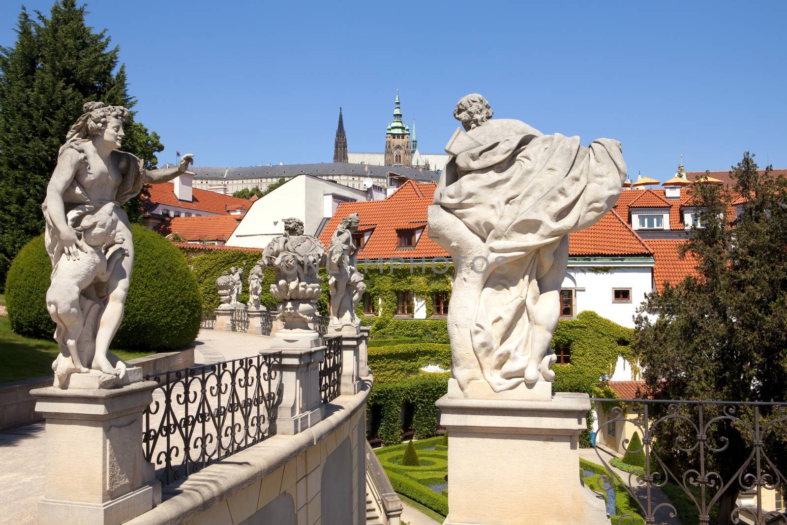 prague - vrtba garden and hradcany castle by courtyardpix