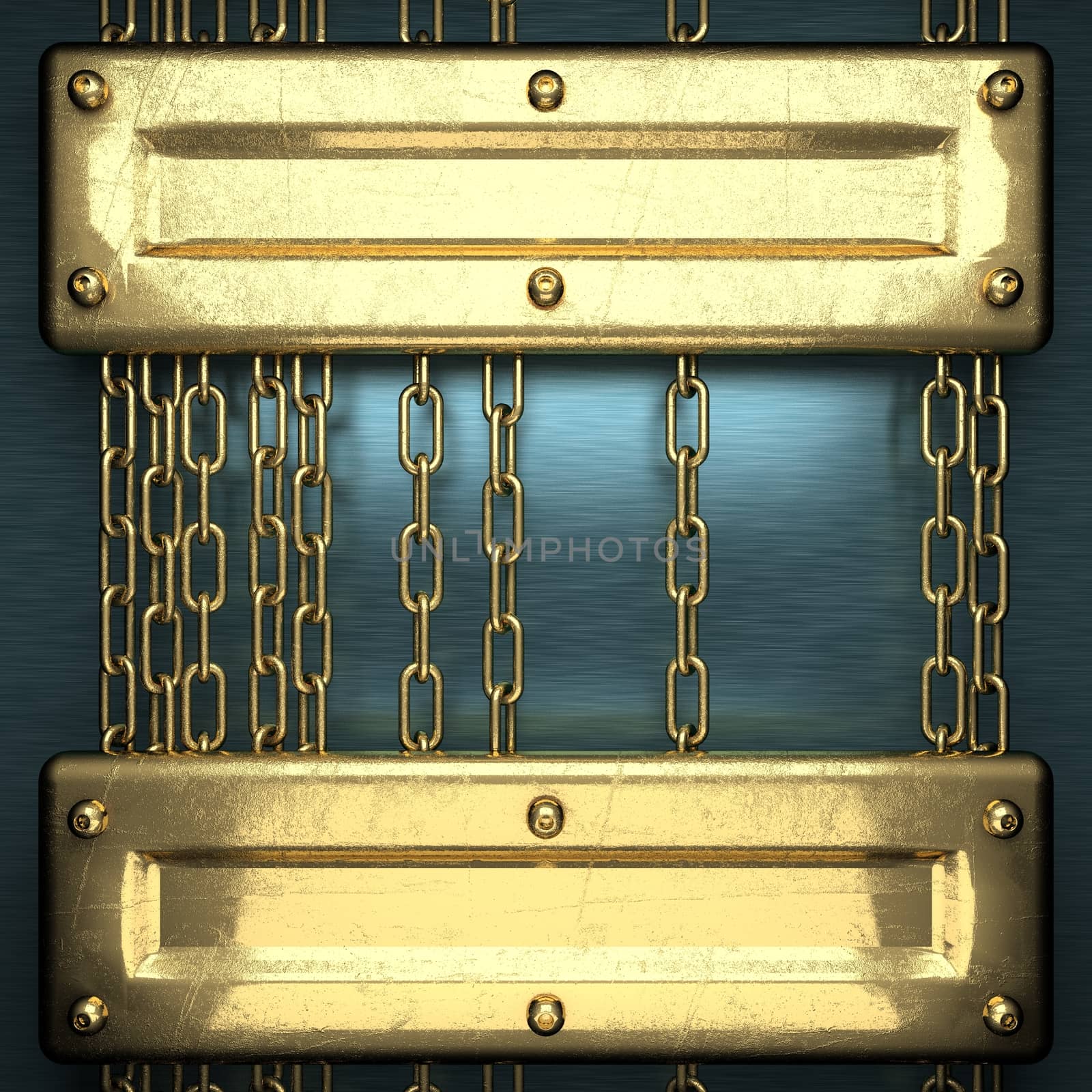 blue metal background with yellow element