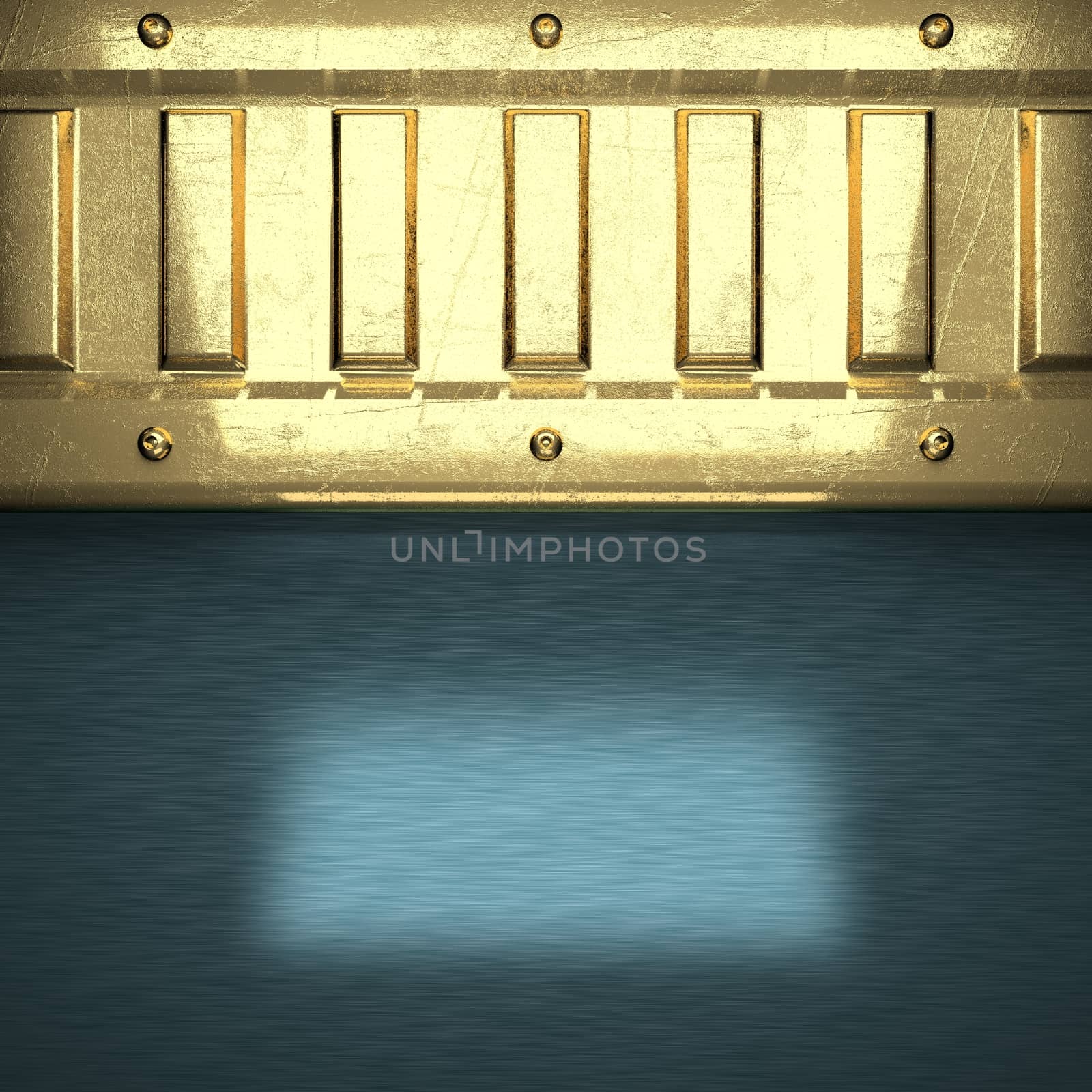 blue metal background with yellow element