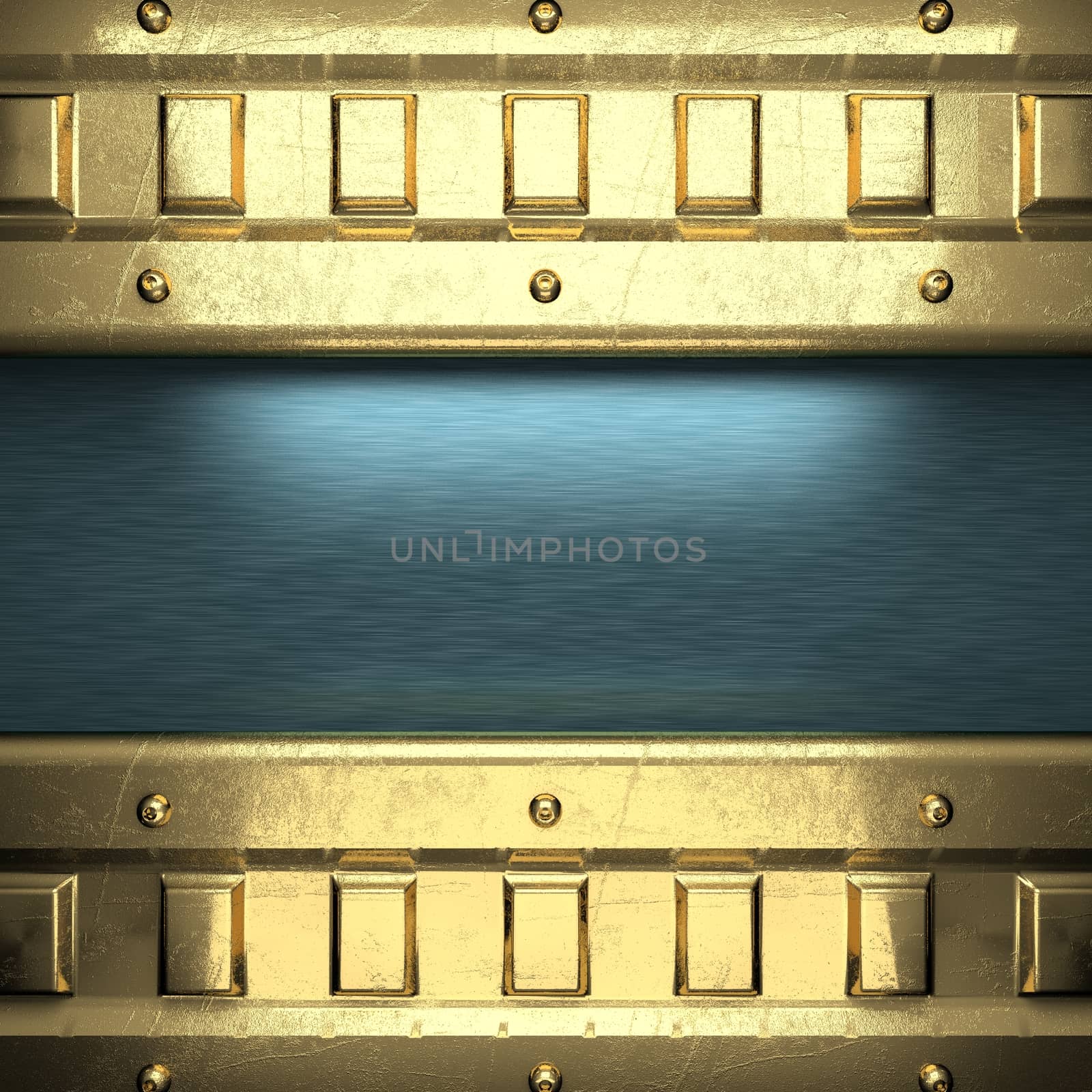 blue metal background with yellow element